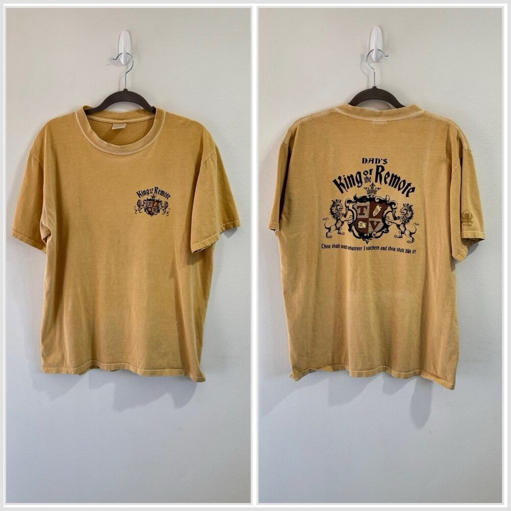 Vintage Crazy Shirt Hawaii T-shirt L King of the Remote TV Dad Fathers Day Beer